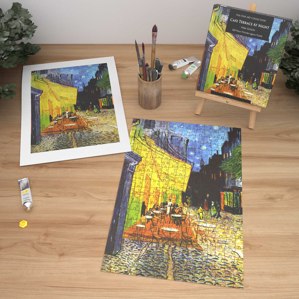 Cafe Terrace at Night  by Van Gogh 300 Piece Wooden Jigsaw Puzzle