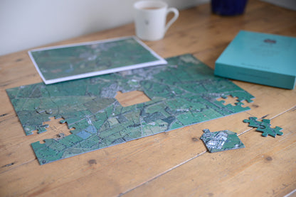 "My Hometown" Personalized Map Jigsaw Puzzle (USA Aerial & USGS)