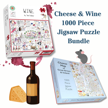 Cheese & Wine 1000 Piece Jigsaw Puzzle Bundle