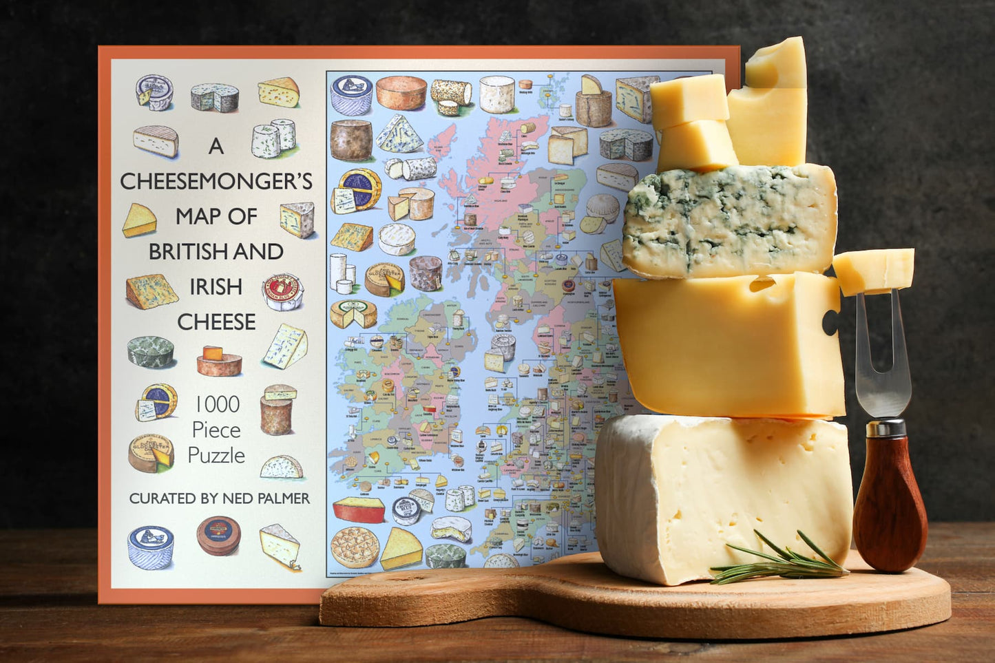 A Cheesemonger's Map of British & Irish Cheese 1000 Piece Jigsaw Puzzle