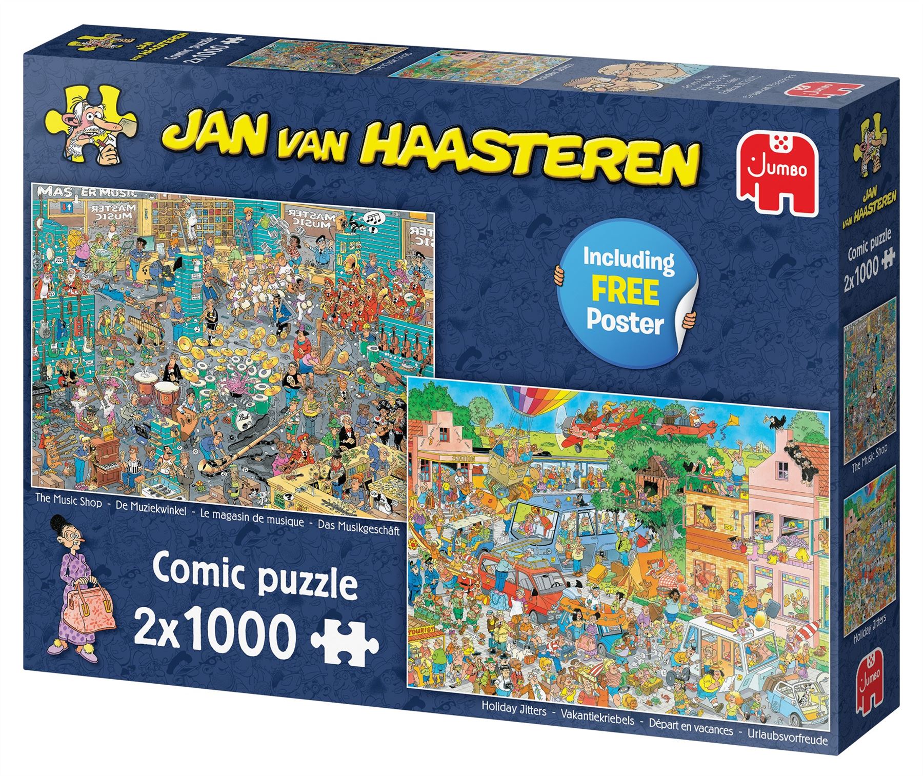 The Music Shop & Holiday Jitters - Jan Van Haasteren 1000 Piece Jigsaw Puzzle box