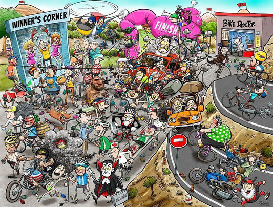 Jigsaw Puzzle - Chaos At The Cycling Tournament 1000 Or 500 Piece Jigsaw Puzzle