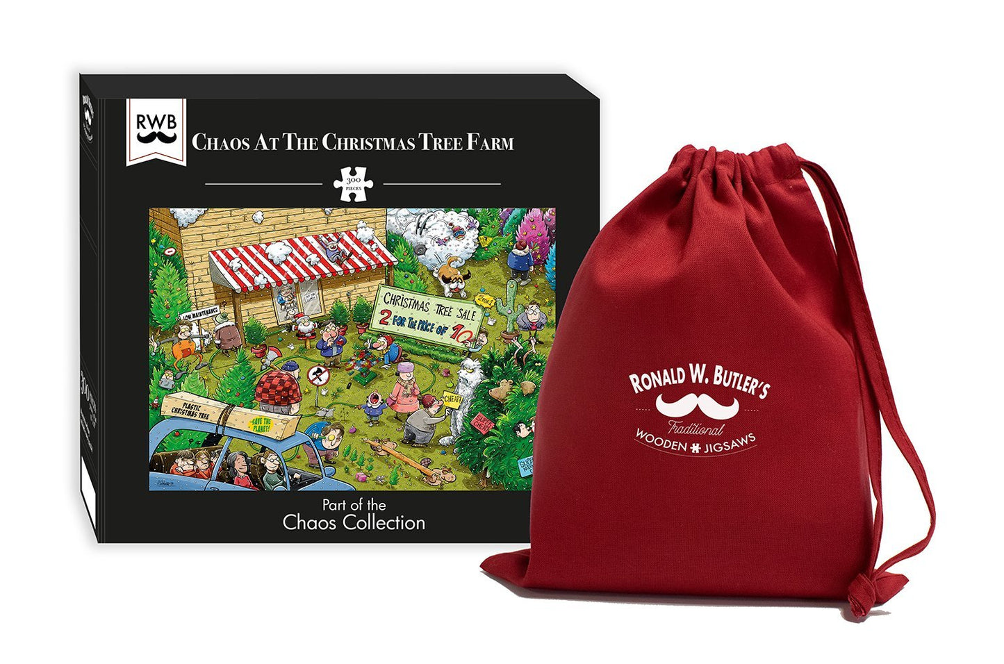 Chaos at Christmas Tree Farm - No. 10 300 Piece Wooden Jigsaw Puzzle