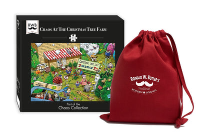 Chaos at Christmas Tree Farm - No. 10 300 Piece Wooden Jigsaw Puzzle